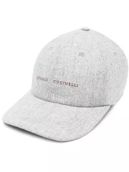 Brunello Cucinelli бейсболка с вышитым логотипом, серый