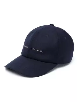 Brunello Cucinelli бейсболка с вышитым логотипом, синий
