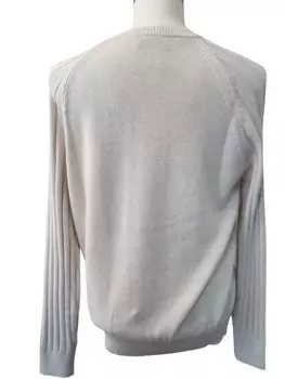 Brunello Cucinelli Белый мужской свитер с рукавами реглан, хлопок, цвет Grey White