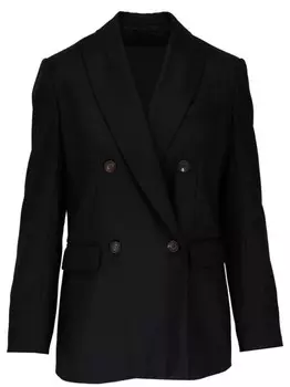 Brunello Cucinelli блейзер из шерсти и кашемира, черный