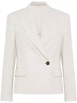 Brunello Cucinelli блейзер с декором Monili, нейтральный