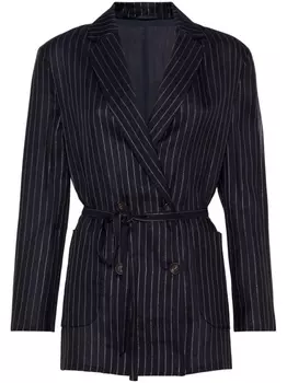Brunello Cucinelli блейзер в тонкую полоску, синий