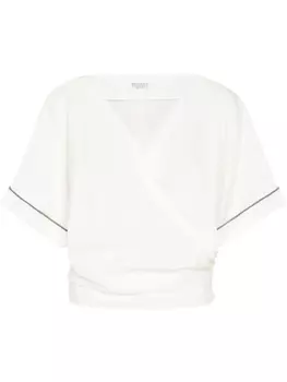 Brunello Cucinelli блузка с декором Monili, белый