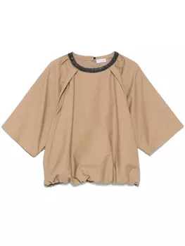 Brunello Cucinelli блузка с декором Monili, нейтральный