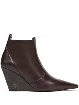Brunello Cucinelli ботильоны Monili на танкетке, коричневый
