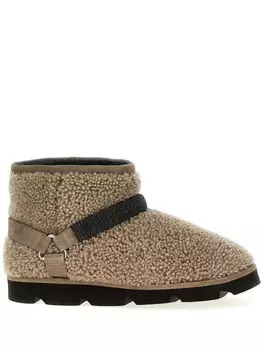 Brunello Cucinelli ботинки с мехом, коричневый