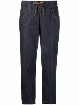 Brunello Cucinelli брюки из денима с кулиской, синий