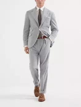 Brunello Cucinelli брюки из меланжевого вельвета, серый