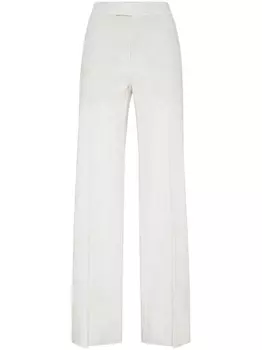 Brunello Cucinelli брюки из смесового льна в тонкую полоску, белый