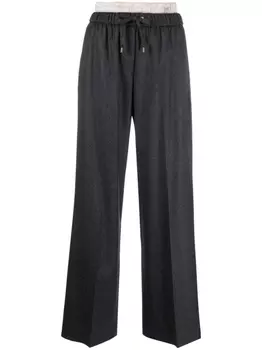 Brunello Cucinelli брюки с двойным поясом, серый