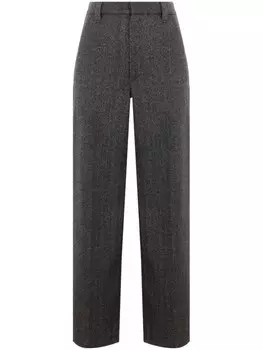 Brunello Cucinelli брюки с высокой талией из смеси шерсти, черный