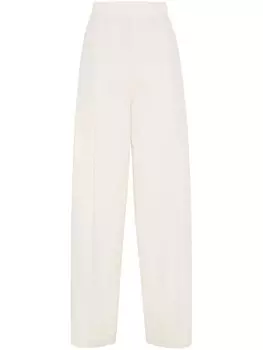 Brunello Cucinelli брюки широкого кроя из твила, белый