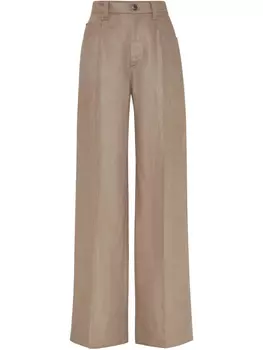 Brunello Cucinelli брюки широкого кроя, коричневый