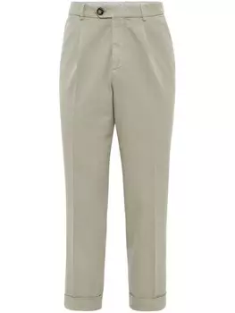 Brunello Cucinelli брюки со складками, зеленый
