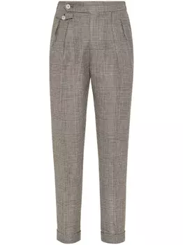Brunello Cucinelli брюки в клетку Prince of Wales, коричневый
