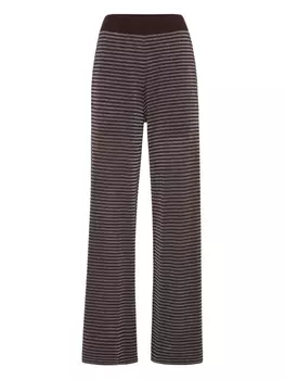 Brunello Cucinelli брюки в полоску с завышенной талией, коричневый