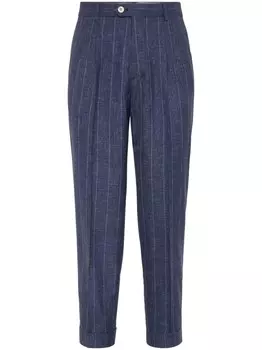 Brunello Cucinelli брюки в полоску, синий