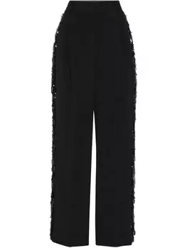 Brunello Cucinelli брюки Waterfall с вышивкой, черный