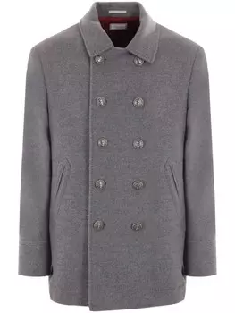 Brunello Cucinelli бушлат из войлочного кашемира, серый