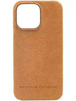 Brunello Cucinelli чехол для iPhone 14 Pro Max из зернистой кожи, коричневый
