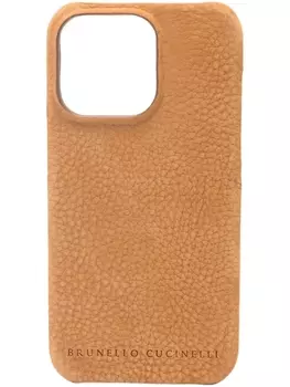 Brunello Cucinelli чехол для iPhone 14 Pro из зернистой кожи, коричневый