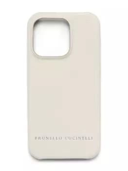 Brunello Cucinelli чехол для телефона с тисненым логотипом, нейтральный цвет