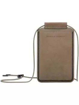 Brunello Cucinelli чехол для телефона с тисненым логотипом, коричневый