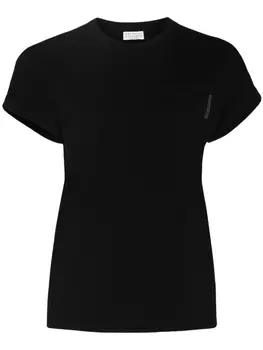 Brunello Cucinelli декорированная футболка, черный