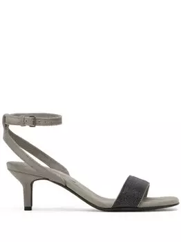 Brunello Cucinelli декорированные босоножки, черный