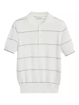Brunello Cucinelli Детская рубашка-поло в полоску Brunello Cucinelli Kids, нейтральный