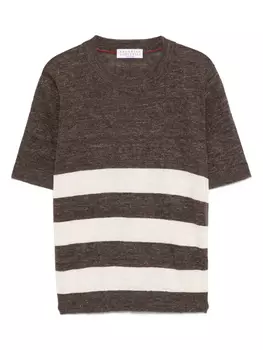 Brunello Cucinelli Детская рубашка в полоску Brunello Cucinelli Kids, коричневый