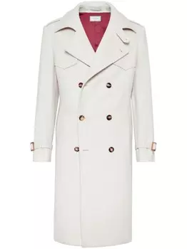 Brunello Cucinelli длинное двубортное пальто, нейтральный цвет