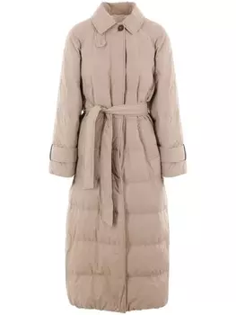 Brunello Cucinelli длинное пуховое пальто, нейтральный цвет