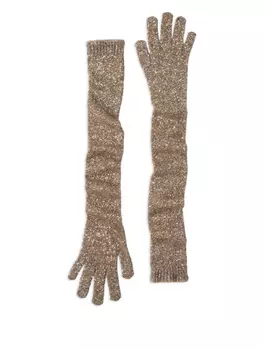 Brunello Cucinelli длинные перчатки с пайетками, коричневый