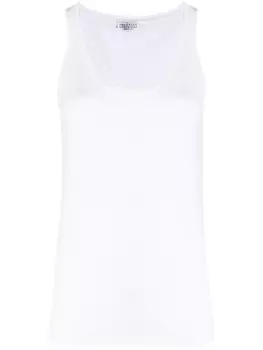 Brunello Cucinelli длинный топ узкого кроя, белый