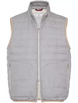 Brunello Cucinelli дутый жилет из вирджинской шерсти, серый
