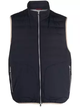 Brunello Cucinelli дутый жилет на молнии, синий