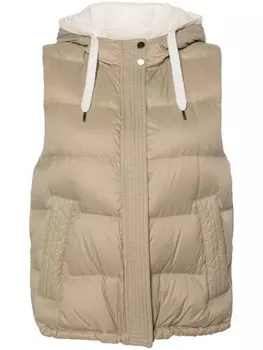 Brunello Cucinelli дутый жилет с капюшоном, нейтральный