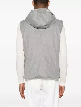 Brunello Cucinelli дутый жилет с капюшоном, серый