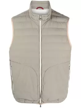 Brunello Cucinelli дутый жилет с воротником-стойкой, зеленый