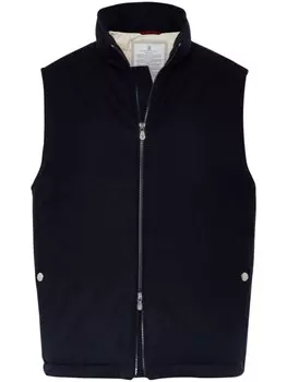 Brunello Cucinelli дутый жилет с высоким воротником, синий