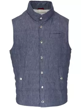 Brunello Cucinelli дутый жилет, синий