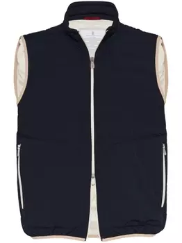 Brunello Cucinelli дутый жилет, синий