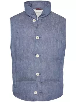 Brunello Cucinelli дутый жилет, синий