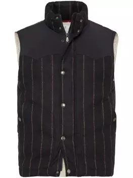 Brunello Cucinelli дутый жилет в полоску, черный