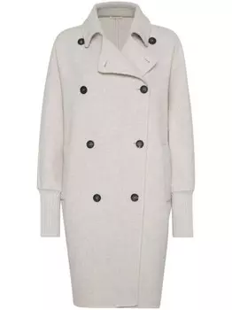 Brunello Cucinelli двубортное кашемировое пальто, нейтральный цвет