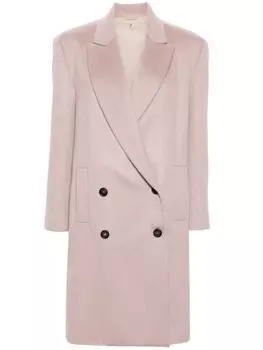 Brunello Cucinelli двубортное кашемировое пальто, розовый