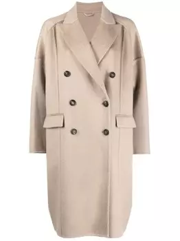 Brunello Cucinelli двубортное кашемировое пальто, серый