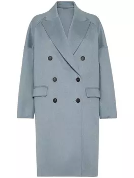 Brunello Cucinelli двубортное кашемировое пальто, синий