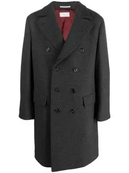 Brunello Cucinelli двубортное пальто из смесовой шерсти, серый